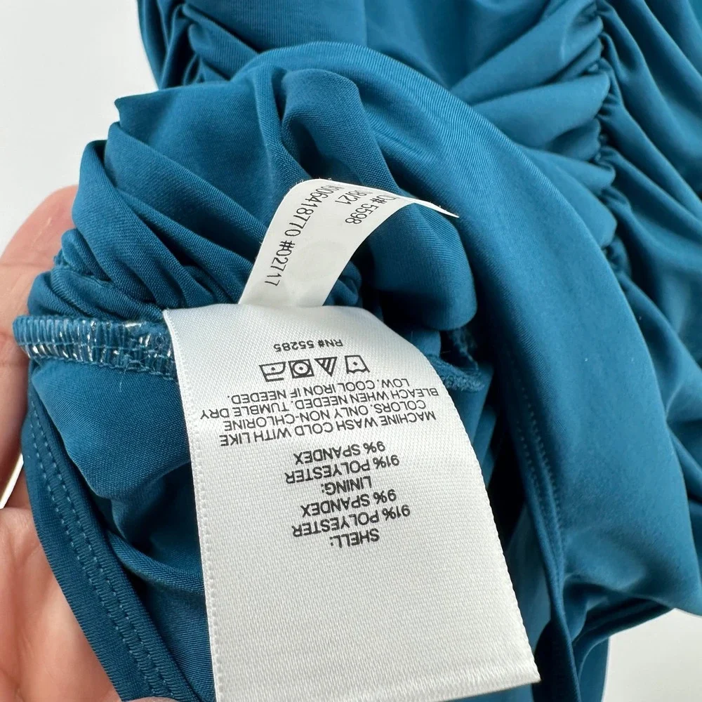 Express Body Contour Bodysuit Women XL Teal Ruched Compression Thong New - Picture 8 of 9